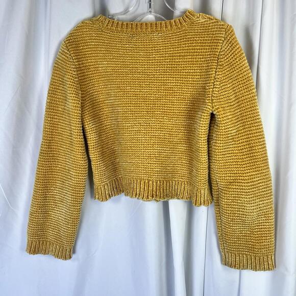 Tommy Bahama Scalloped Hem Sweater Kids Mustard 7-8 Cropped Cable Knit - Picture 5 of 9